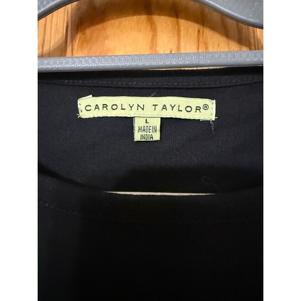 Carolyn Taylor Womens Long Sleeve Black Santa Holiday Embroidered T Shirt Top L - Picture 3 of 6